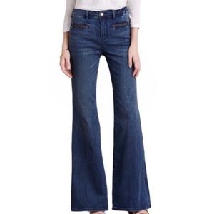 Anthropologie Pilcro and the Letterpress Stet Leather Trim High Rise Flare Jeans